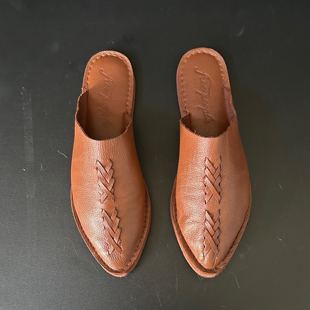 Free People Brown Leather Mules